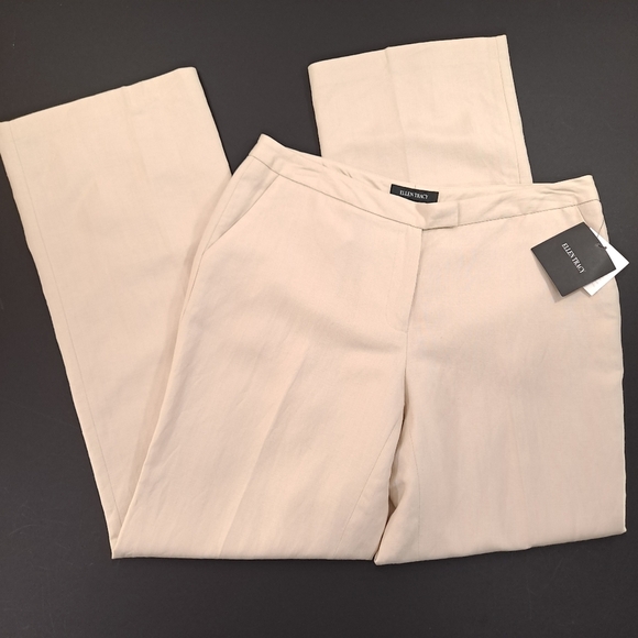 Ellen Tracy Pants - Ellen Tracy Women's Linen Blend Khaki Pants Straight Leg Lined Pockets- Size 10